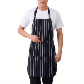 1pc Black Apron, Unisex Adjustable Bib Apron With 2 Pockets, Cooking Kitchen Apron For Women Men, Kitchen BBQ Apron, Cotton Linen Chef Apron For Cook