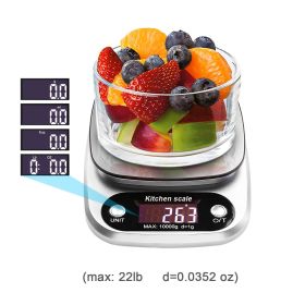 Supermarket Kitchen Scales Stainless Steel Weighing For Food Diet 22lb(1oz) Balance Measuring LCD Precision Electronic Vegetable Mark; Postal Scales/