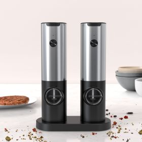 Electric Salt & Pepper Grinder Set,  USB-C Rechargeable with LED Light & Charging Dock, 5 Adjustable Coarseness Settings, One-Touch Automatic Mills f