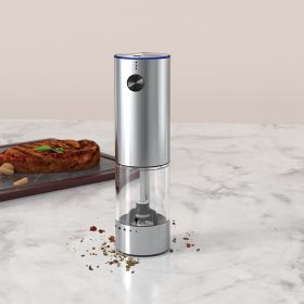 Electric Salt or Pepper Grinder , Stainless Steel with LED Light, Type-C Rechargeable, Ceramic Adjustable Coarseness, 95ml Large Capacity Visible Win