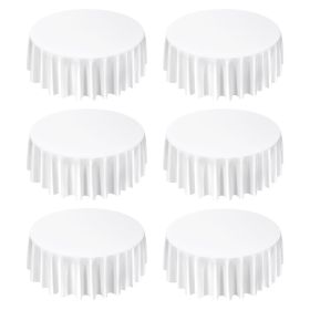 White Round Tablecloths 6 Pack, 120 Inches in Diameter, Stain- & Wrinkle- Resistant, Machine Washable Table Cloths, Polyester Fabric Table Covers fo