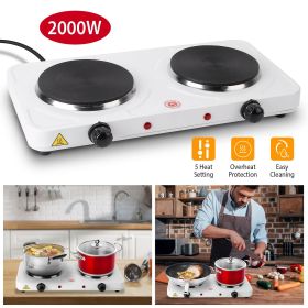 Cooking electric heating plate, 2-burner electric stove, 2000 watt portable electric stove, glass stove, easy to clean, suitable for RV/home/camping