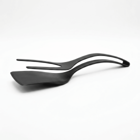 2-in-1 Silicone Spatula Tongs Cooking Tool - Non-Stick Heat Resistant Flipping Tongs for Eggs, Pancakes, Omelets, Steak, and Fish - Ergonomic Kitchen