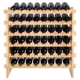 48 Bottle Stackable Modular Wine Rack, 6-Tier Solid Bamboo Wood Storage Racks, Floor Freestanding Wines Holder Display Shelf, Wobble-Free Shelves for