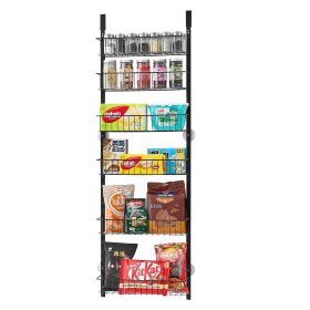 Over the Door Pantry Organizer, 6-Tier Pantry Organization and Storage, Heavy-Duty Steel Hanging Spice Rack, Adjustable Wall Seasoning Shelves, for H